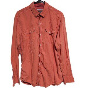 Johnston & Murphy Button Up Shirt Mens Size L Slim Fit Long Sleeve Rust Orange